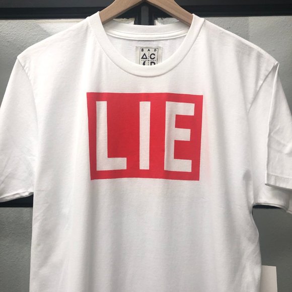 New UNIF x Bad Acid White & Red Lie Tee - Size M - Picture 1 of 5